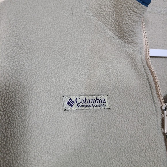 Vtg Columbia Fleece Pullover Jacket Light Tan Quarter Zip Normcore Granola  Hobo - Picture 7 of 15